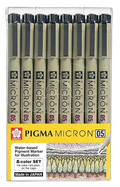 Sakura Pigma Micron Pens, Pack of 8