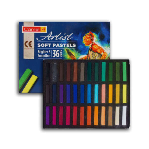 Camel Artist Soft Pastels box with 36 assorted colour sticks