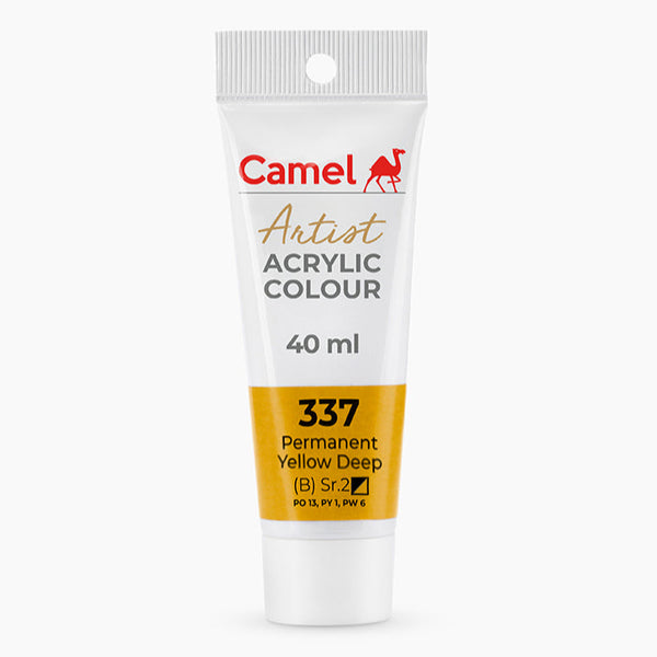 Camel Artist Acrylic Colour tube, Permanent Yellow Deep 337, 40ml