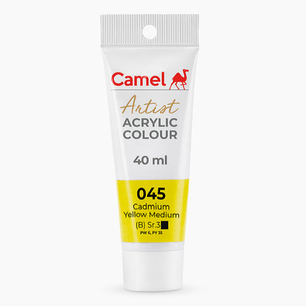 Camel Artist Acrylic Colour tube, Cadmium Yellow Medium shade
