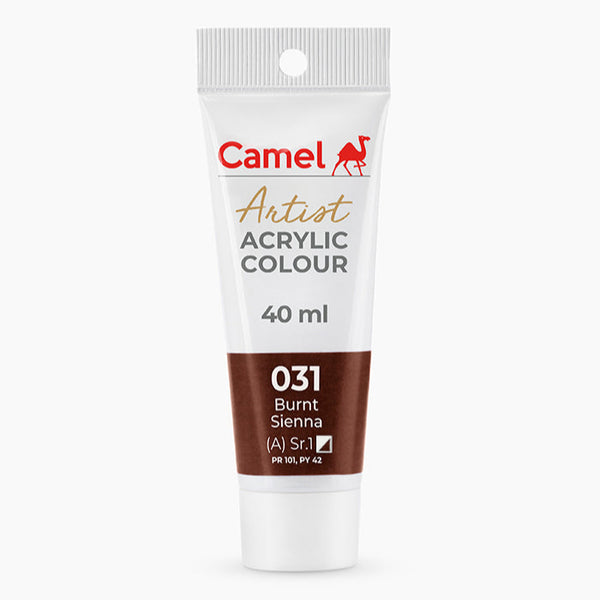 Camel Artist Acrylic Colour tube, 40ml, Burnt Sienna shade