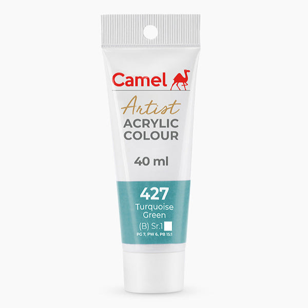 Camel Artist Acrylic Colour tube, Turquoise Green 427, 40ml