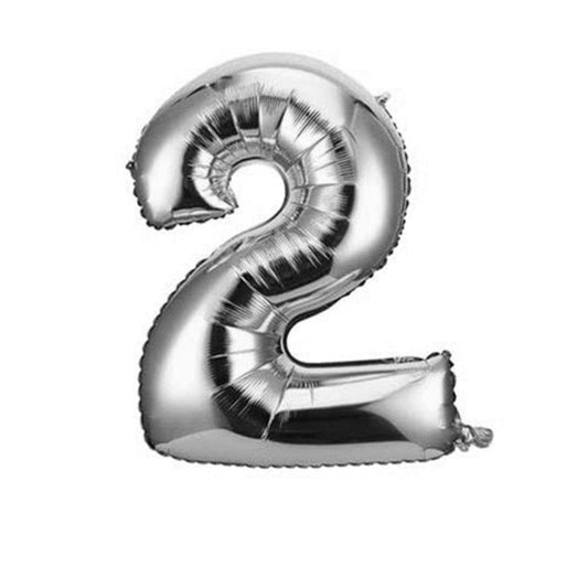 Alphabet Foil Balloon Silver 16 inches, Number 2