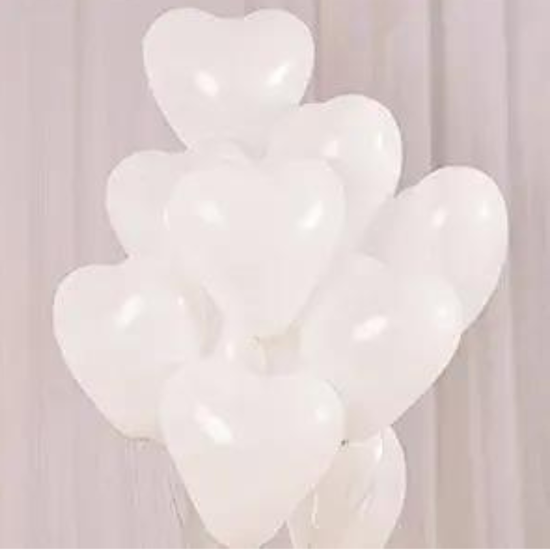 Balloons Heart 30pc, White