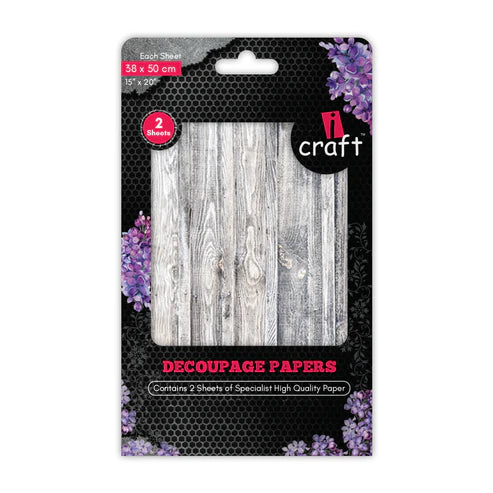 iCraft Decoupage Papers White Wood #3029
