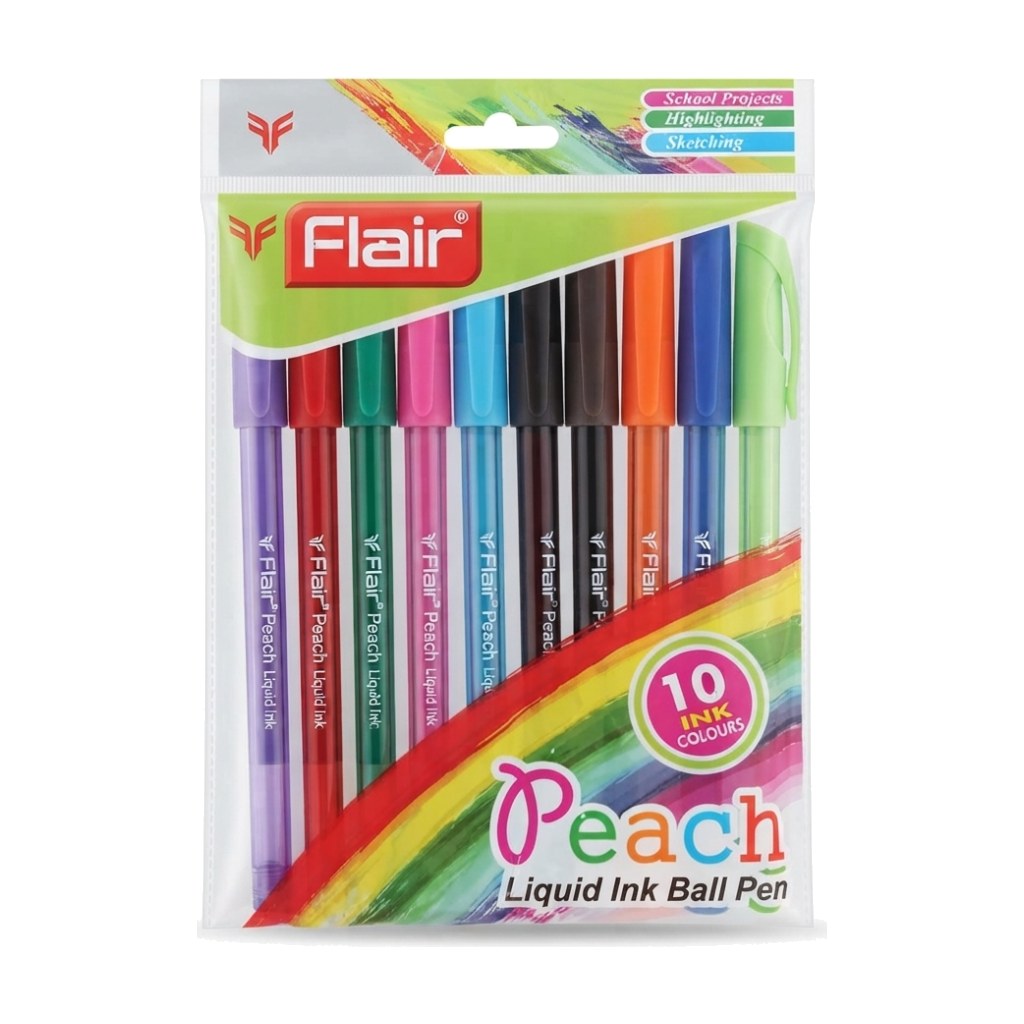 Flair Peach Liquid Ink Ball Pen Set, 10 Shades