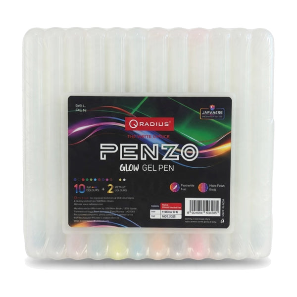 Radius Penzo Glow Gel Pens, 10+2 Shades