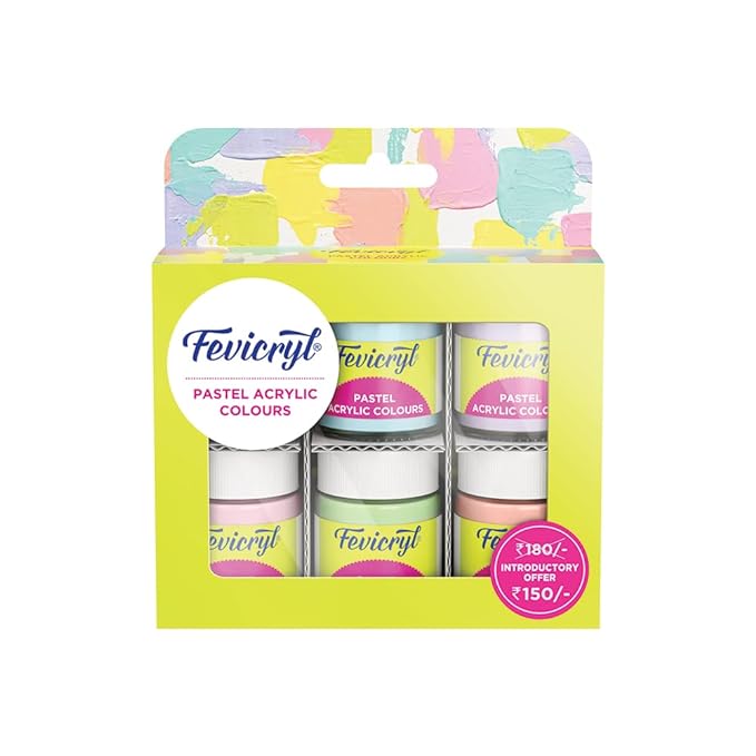 Pidilite Fevicryl Pastel Acrylic Colours Kit, 90ml, 6 Shades