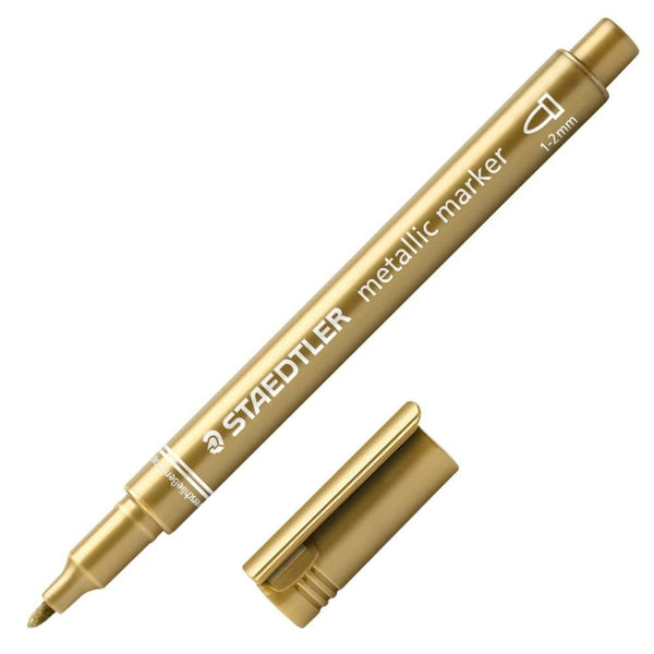Staedtler Metallic Pen in gold with cap off