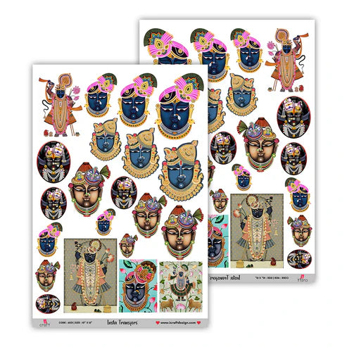 iCraft water transfer sticker sheet featuring the Shree Nath Ji design, 10x15 inches