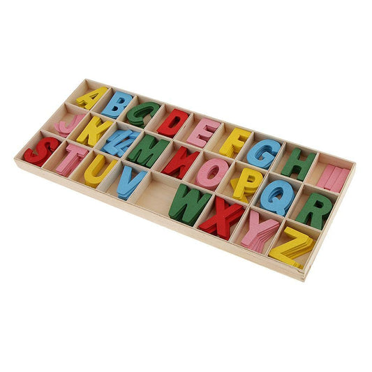 Wooden Alphabet Cutouts Tray 1 inches, Multicolour