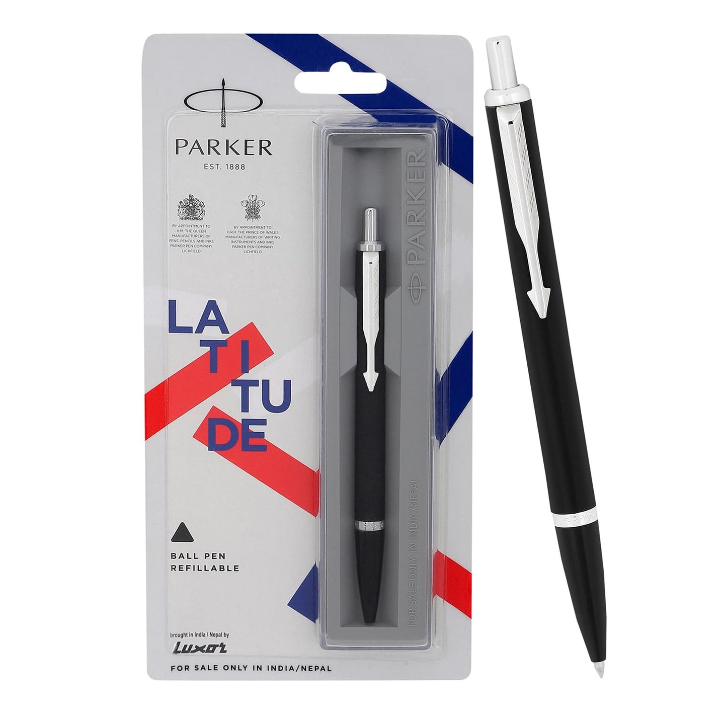 Parker Latitude Matt Black Pen, Chrome Trim #631