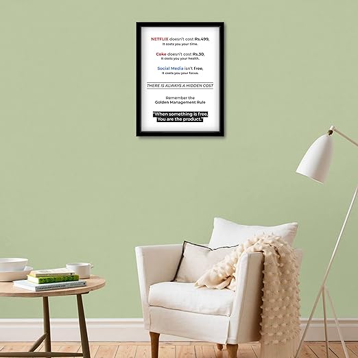 Craftolive Nothing is Free Golden Management Rule Wall Frame - PSTRN106