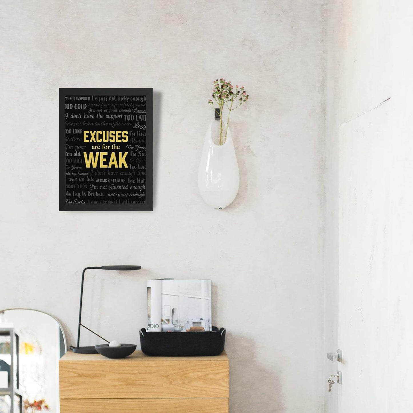 Craftolive Motivational Quote Typography Excuses Are for Weak Wall Frame - PSTRN27