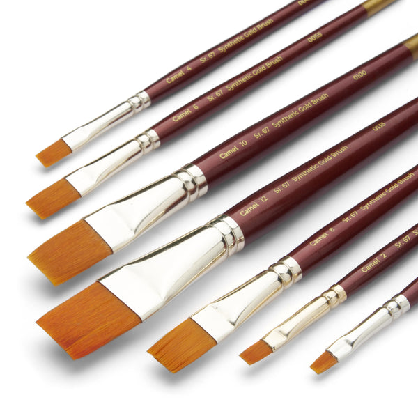 Camel Series 67 flat synthetic gold brush set of 7