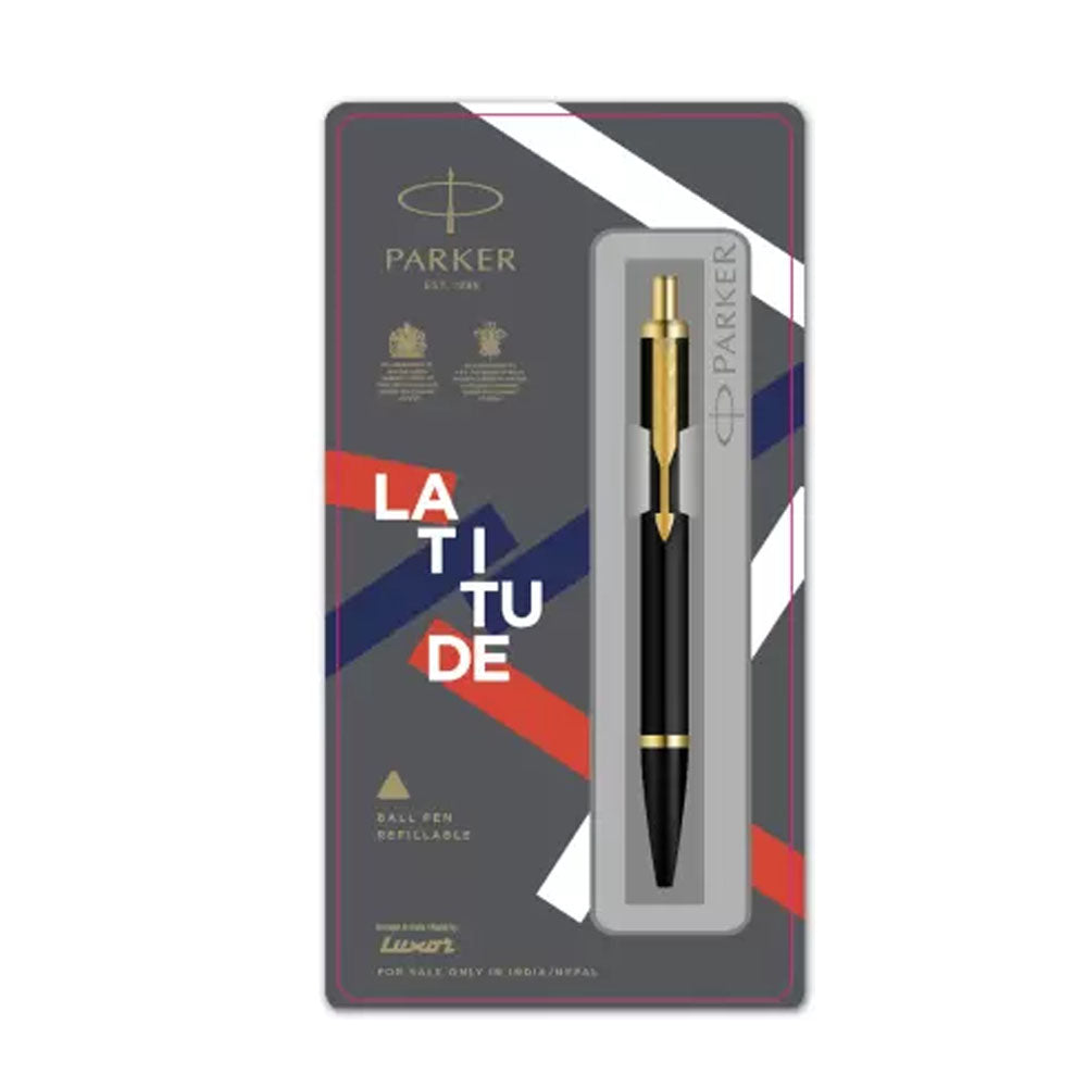 Parker Latitude Matte Black Pen, Gold Trim #632