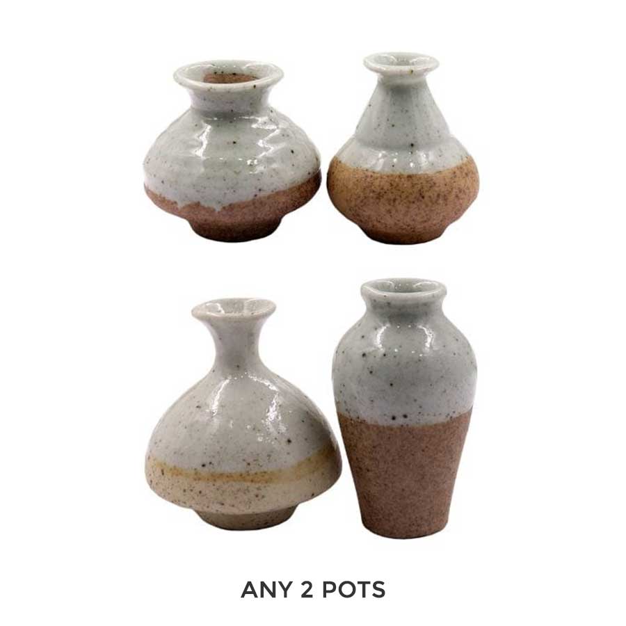 Miniature Ceramic Pots, 2pc #THM-029