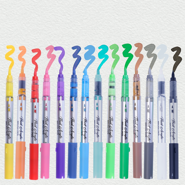 Brustro Fluid Acrylic Brush Pens set of 14 shades