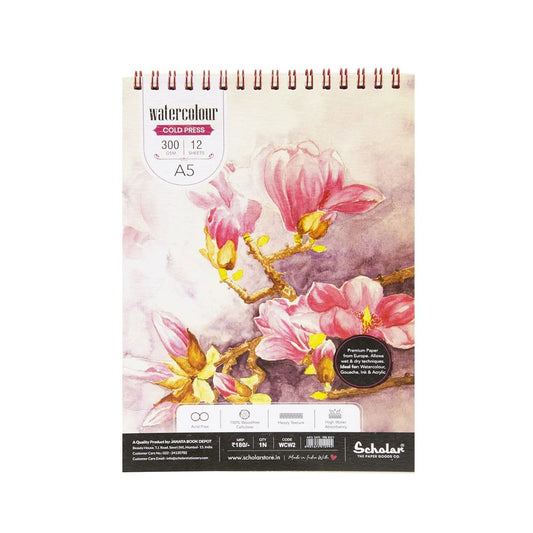 Scholar Watercolour Cold Press 300gsm Spiral Pad A5