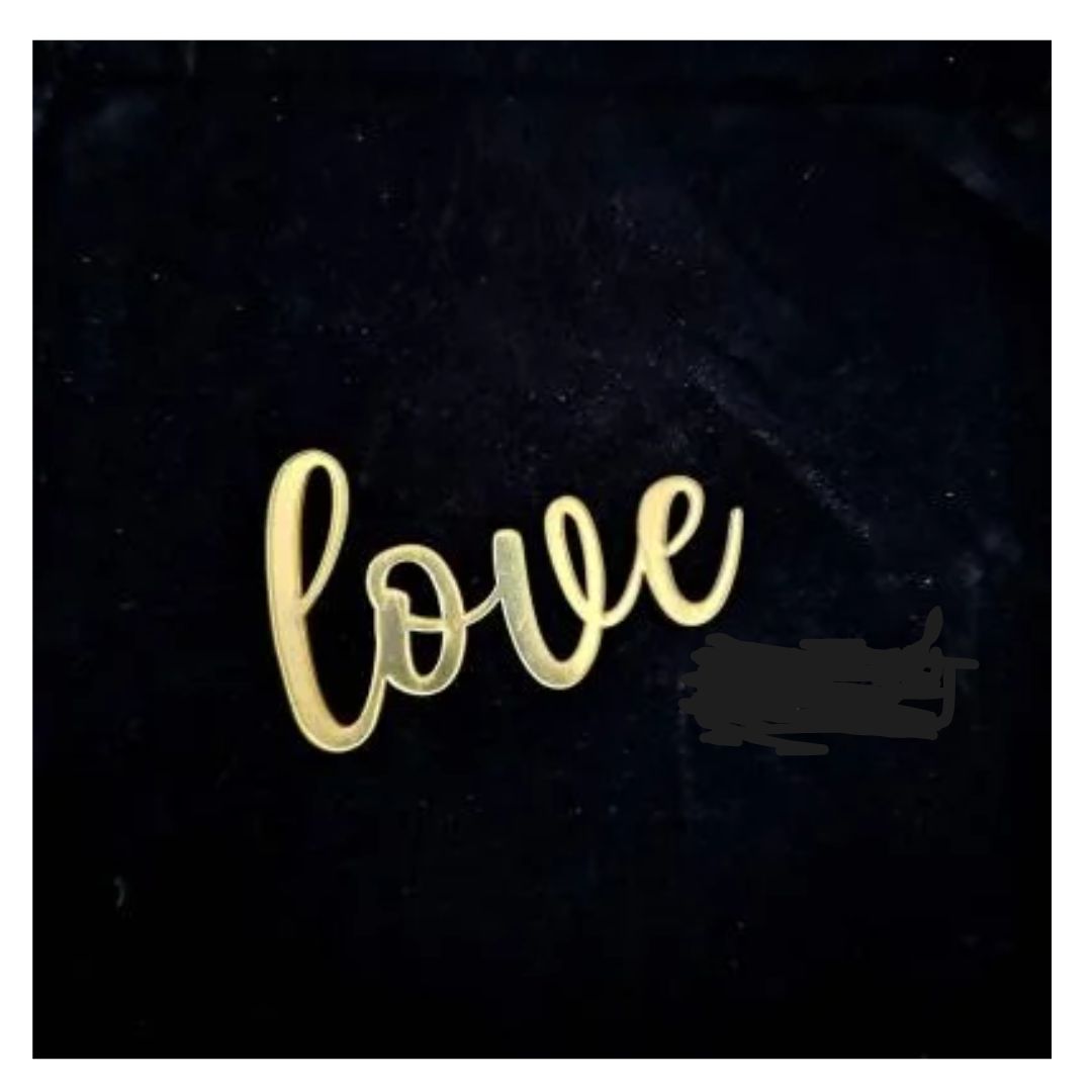 Acrylic Cutout, Golden, Love, 1.5x3 inches