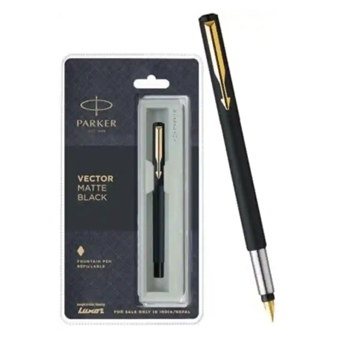 Parker Vector Matte Black Gold Trim Pen #484