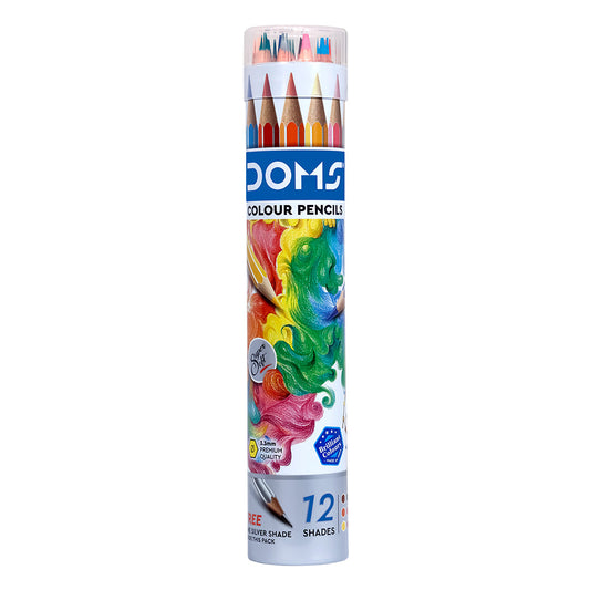 Doms Colour Pencils 172mm 12 Shades, Tin Box