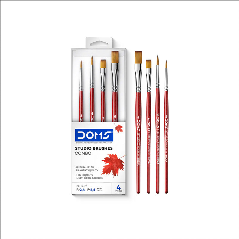 Doms Studio Brushes Combo 4Pcs, R-2,4 F-2,6