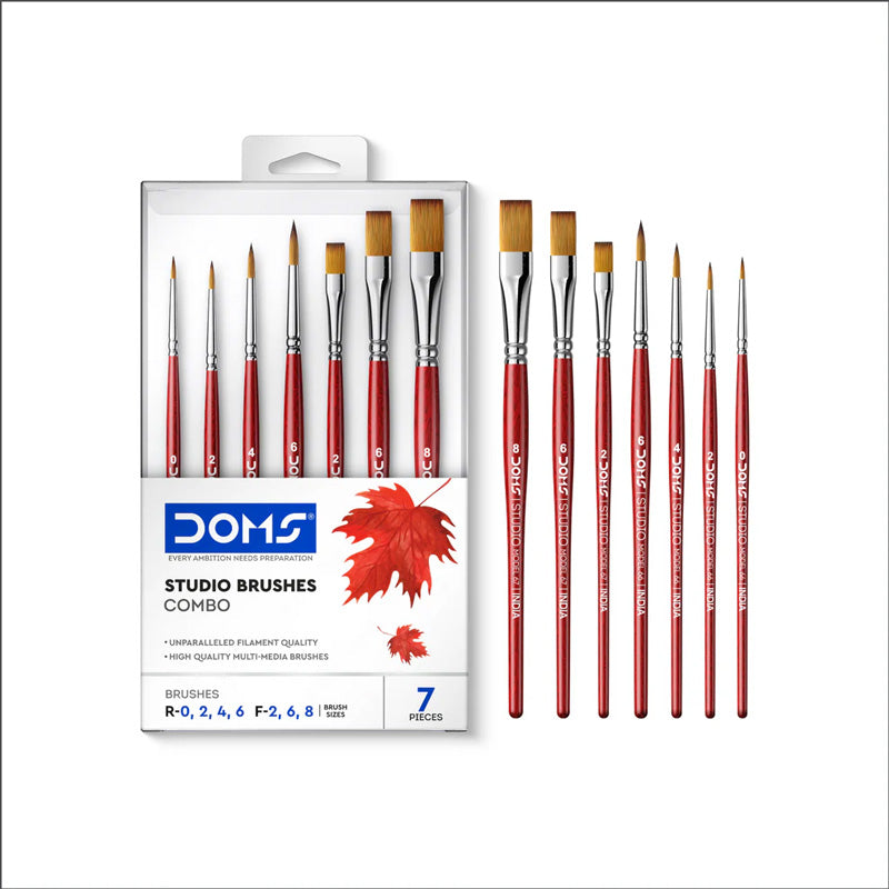 Doms Studio Brushes Model 67, Flat Brushes- 7 Pcs