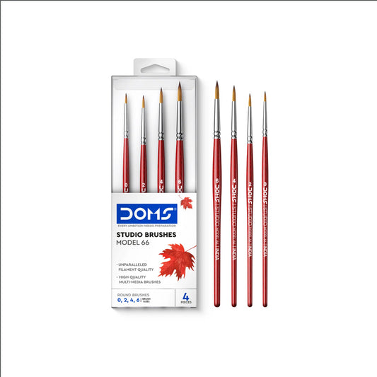 Doms Studio Brushes Model 66, Round- 4 Pcs