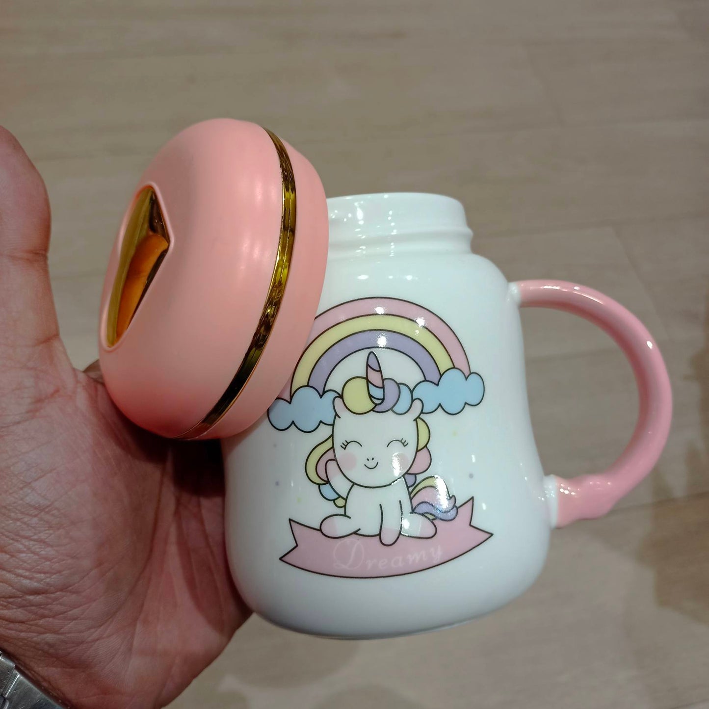 Ceramic Mug with Lid, Unicorn