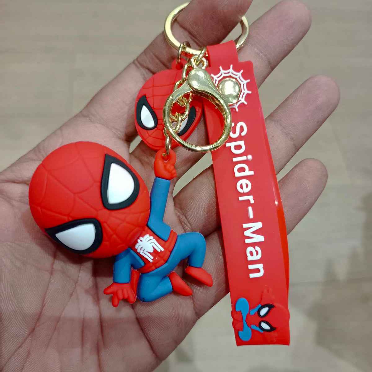 Superhero style rubber keychain side hanging design