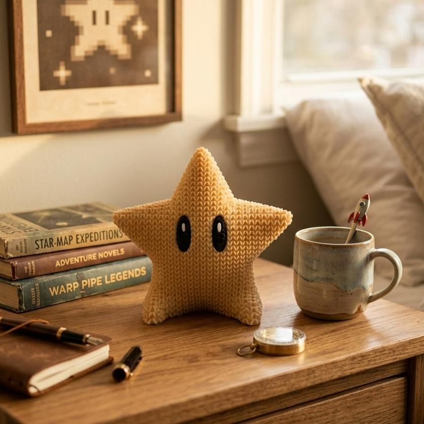 Cute Knitted Star Miniature Toy Statue, Pastel Brown