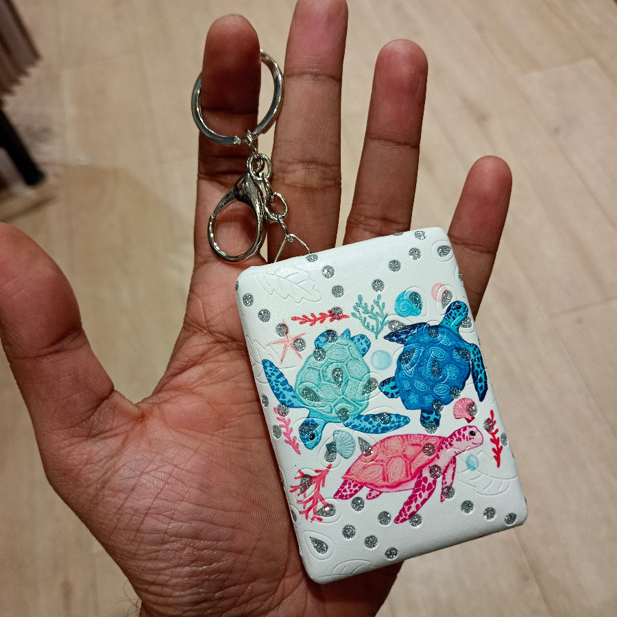 Keychain Dual Mirror Rectangle Turtle