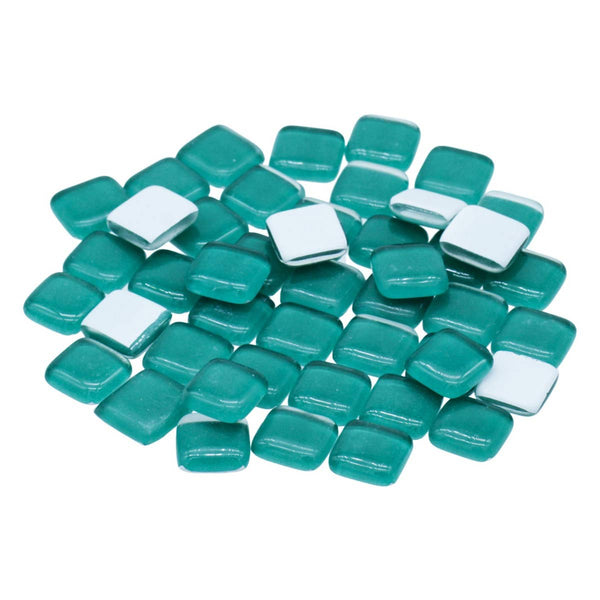 Jags green glass mosaic chips, 100g pack, 15mm square