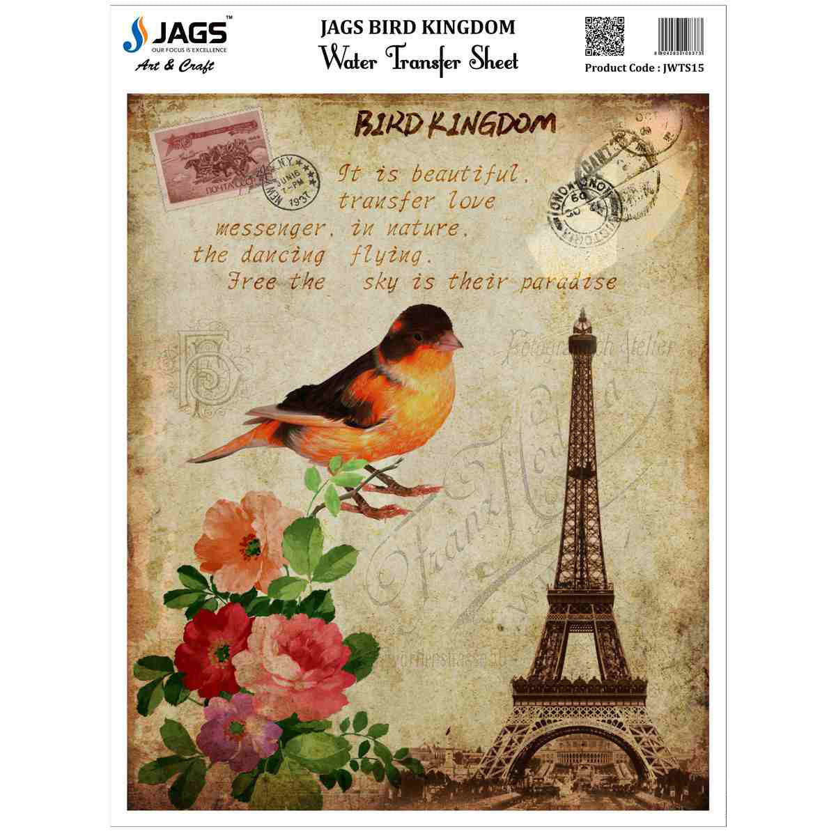 Jags Water Transfer Sheet, Bird Kingdom #JWTS15