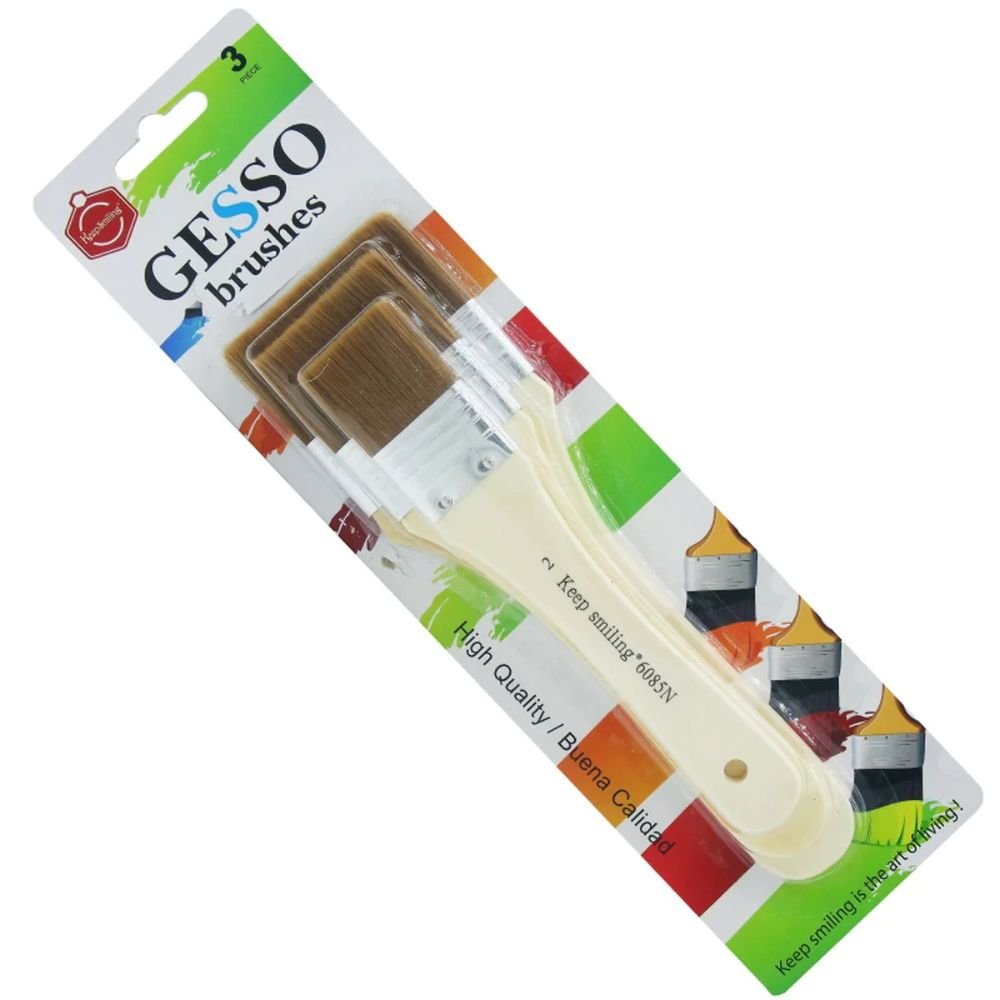 Keep Smiling Gesso Brushes 3pc, #A6085B