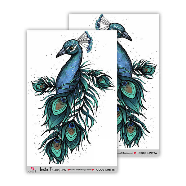 iCraft A6 water transfer sheet with peacock design