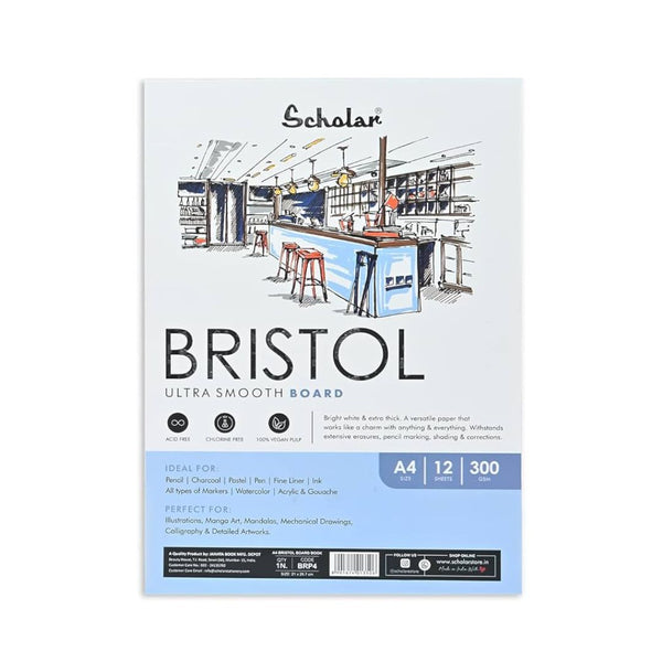 Pack of Scholar Bristol Paper 300gsm A4 sheets for sketching