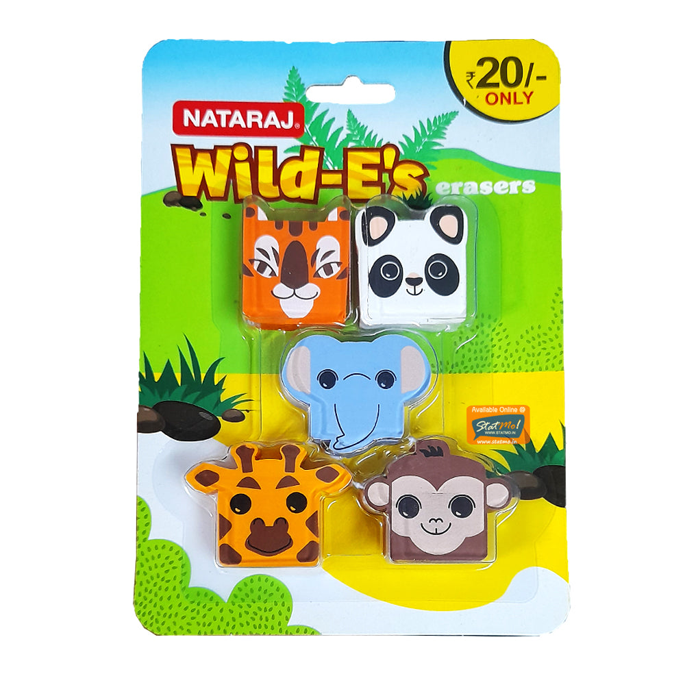 Nataraj Wild-Es Animal Erasers 5pc