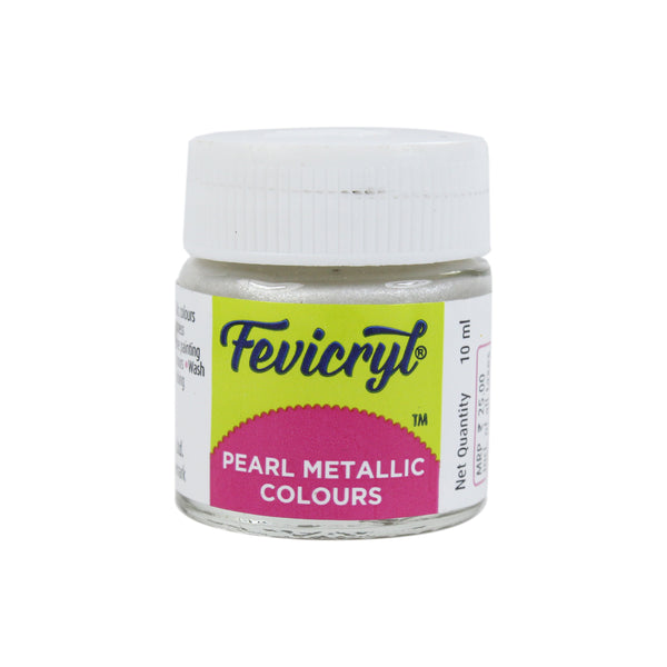 10ml tube of Fevicryl Pearl Metallic Silver acrylic paint