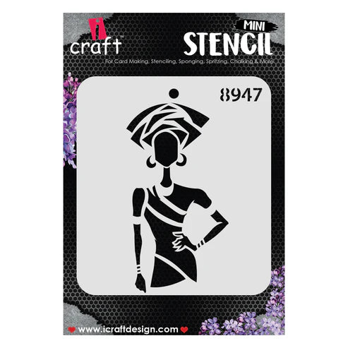 iCraft tribal woman mini stencil design, 4x4 inches