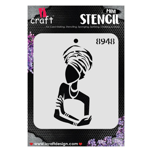 iCraft tribal woman mini stencil, second design, 4x4 inches