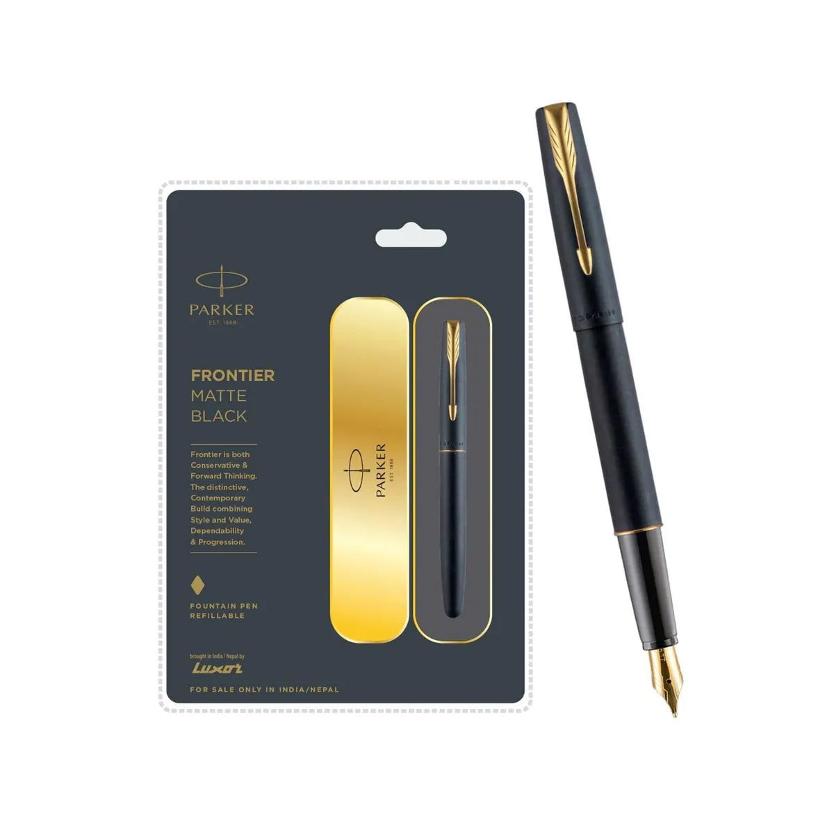 Parker Frontier Matte Black Pen, Gold Trim #147