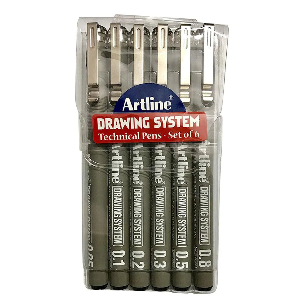 Artline Drawing Technical Micron Microtip Fineliner Pens, 6 Sizes