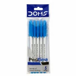 Pack of five Doms Inxtra Fine blue ball pens