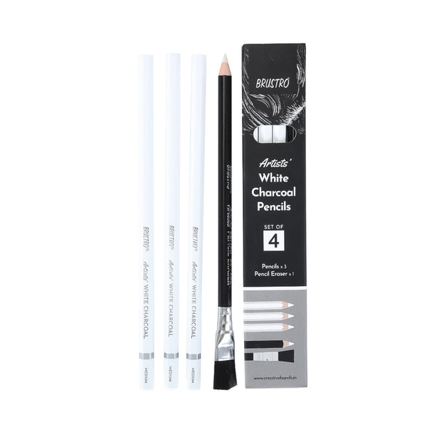 Brustro white and black charcoal pencil set of 4