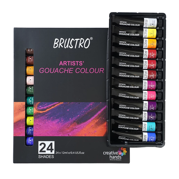 Box of Brustro Artists Gouache Colour, 24 shades, 12ml tubes