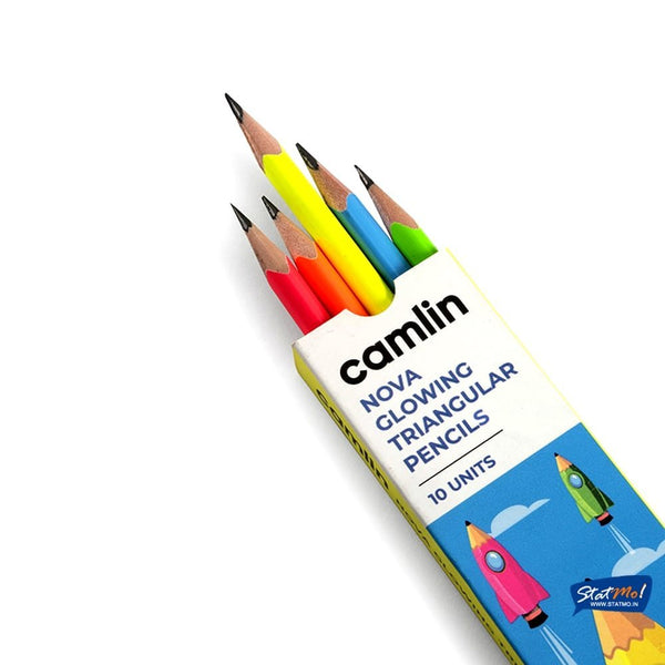 Camlin Nova glowing triangular pencils pack of 10 with sharpener