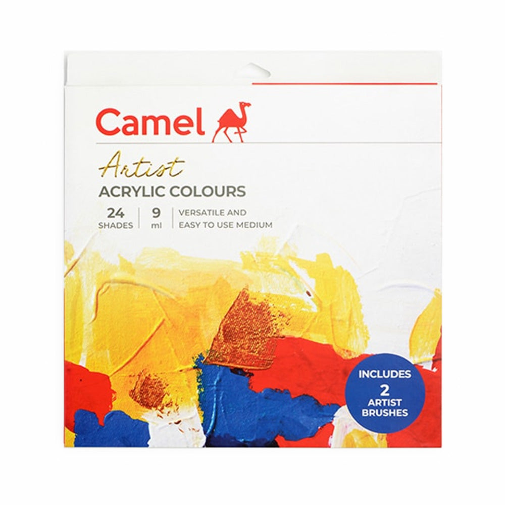 Camel Artist Acrylic Colours 9ml x 24 Shades + 20ml x 1 White