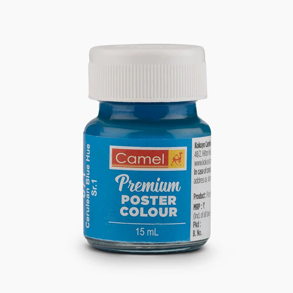 Camel Premium Poster Colour 15ml bottle, Cerulean Blue Hue-071